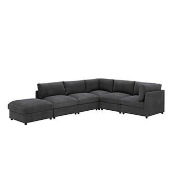 ZWYO HOSIMU 6-Seat Corduroy Reversible Modular Sectional Sofa with Custom Configuration