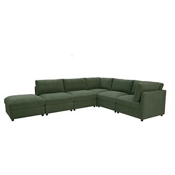 ZWYO HOSIMU 6-Seat Corduroy Reversible Modular Sectional Sofa with Custom Configuration