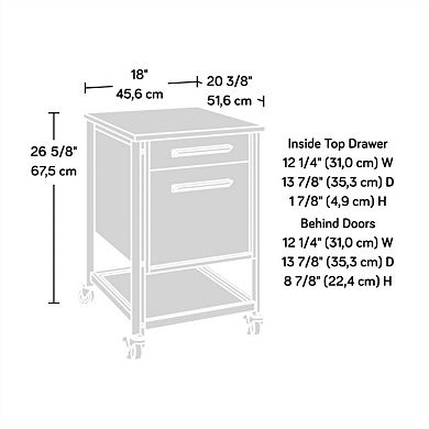 26.58" Tall Pedestal File Cabinet - Large Drawers, Mobile Filing Cabinet with Locking Casters