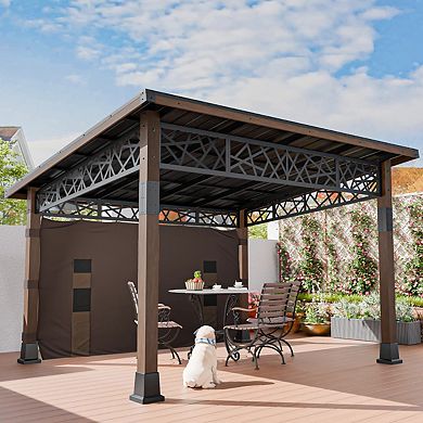 UPTION 12 FT X 14 FT Hardtop Patio Gazebo With Slope Roof