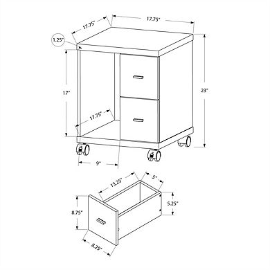 Rolling File Cabinet - Mobile Storage with Printer Stand,2 Drawers,Open Compartment, Locking Casters