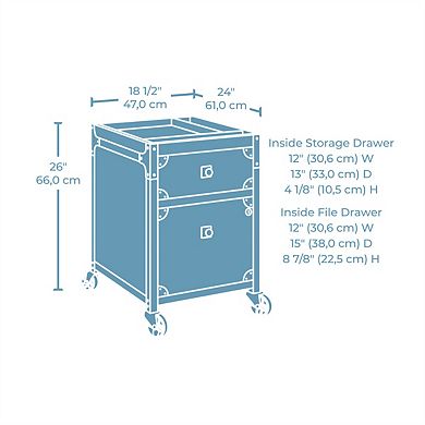2-Drawer Mobile File Pedestal - Lockable Storage Drawer, Rolling Casters,Metal Frame,Fully Assembled