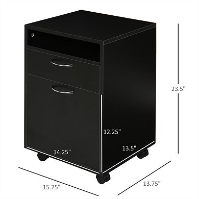 Mobile Storage File Cabinet Organizer with Drawer, Printer Stand with Castors, Locking Wheels