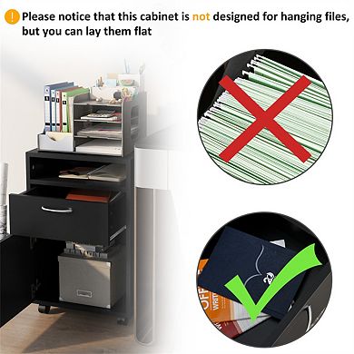 Mobile Storage File Cabinet Organizer with Drawer, Printer Stand with Castors, Locking Wheels