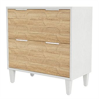 Wood Storage Cabinet - File Cabinet with 2 Drawers, Adjustable Rods for A4, Water & Wear Resistant