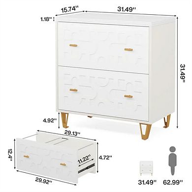 Multi-Functional File Cabinet, 2 Drawers, A4 Size, Printer Stand, Anti-Tip, Metal Legs,Easy Assembly