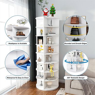 8-Tier Rotating Shoe Rack Tower - 360° Spinning Storage Organizer, Standing Shoe Rack,Holds 32 Pairs