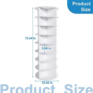 8-Tier Rotating Shoe Rack Tower - 360° Spinning Storage Organizer, Standing Shoe Rack,Holds 32 Pairs