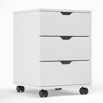 3-Drawer Vertical File Cabinet - Rolling Wood, Casters, Under Desk, Home Office, Fully Assembled