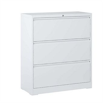 3 Drawer Lateral File Cabinet-35.4 " Wide Metal Filing Cabinet, Locking Storage Cabinet for A4 Files