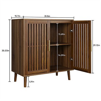 31.5" W Sideboard Buffet Cabinet with Storage - Buffet Cabinet with Louvered Doors, Wood Cabinet