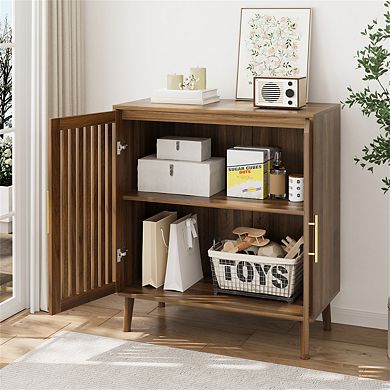 31.5" W Sideboard Buffet Cabinet with Storage - Buffet Cabinet with Louvered Doors, Wood Cabinet