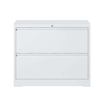 2 Drawer Lateral File Cabinet with Lock Metal Filing Cabinet, Size for A4, Full-Extension Slides