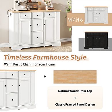 Sideboard Buffet Cabinet with Storage - Console Table with 5 Drawers, 2 Cabinets, Adjustable Shelves