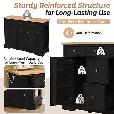 Sideboard Buffet Cabinet with Storage - Console Table with 5 Drawers, 2 Cabinets, Adjustable Shelves
