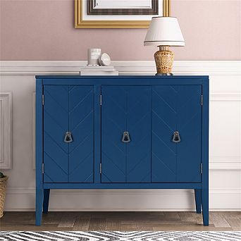 Sideboard - Adjustable Shelf Storage Cabinet, Retro Metal Handles, 4 Pinewood Legs for Entryway
