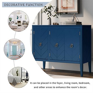 Sideboard - Adjustable Shelf Storage Cabinet, Retro Metal Handles, 4 Pinewood Legs for Entryway