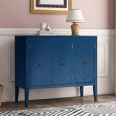 Sideboard - Adjustable Shelf Storage Cabinet, Retro Metal Handles, 4 Pinewood Legs for Entryway