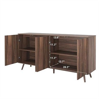 Buffet Cabinet with Storage - 62.60" Sideboard Cabinet with 4 Doors & Shelves,Wooden Kitchen Storage