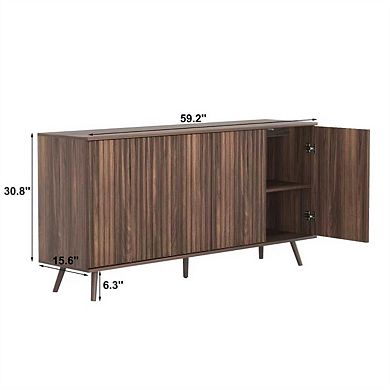 Buffet Cabinet with Storage - 62.60" Sideboard Cabinet with 4 Doors & Shelves,Wooden Kitchen Storage