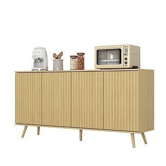 Buffet Cabinet with Storage - 62.60" Sideboard Cabinet with 4 Doors & Shelves,Wooden Kitchen Storage