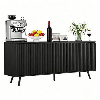 Buffet Cabinet with Storage - 62.60" Sideboard Cabinet with 4 Doors & Shelves,Wooden Kitchen Storage