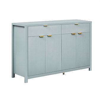 55.1" Sideboard Buffet Cabinet with 2 Drawers & 4 Doors, Adjustable Shelves,Wave-Pattern,Painted MDF
