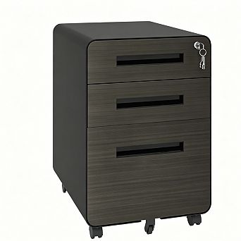 3-Drawer Mobile File Cabinet with Lock - All-Steel Metal Storage Cabinet on Casters, Fit A4 Files