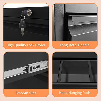 Lateral File Cabinet 4 Drawer with Lock, Lockable Filing Cabinet, Locking Metal Cabinet for A4 Size