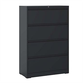 Lateral File Cabinet 4 Drawer with Lock, Lockable Filing Cabinet, Locking Metal Cabinet for A4 Size