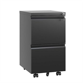 2 Drawer Metal Mobile File Cabinet - Rolling File Cabinet with Lock for Hanging A4 Size
