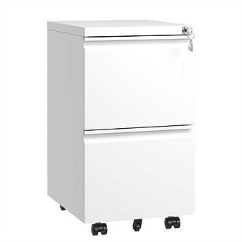2 Drawer Metal Mobile File Cabinet - Rolling File Cabinet with Lock for Hanging A4 Size