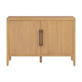 47.25" Sideboard with Pine Veneer and 2 Doors - Buffet with Adjustable Feet, Wooden Storage Cabinet