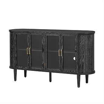 Farmhouse Sideboard Cabinet with Storage,Wood Buffet Cabinet with Glass Doors and Adjustable Shelves