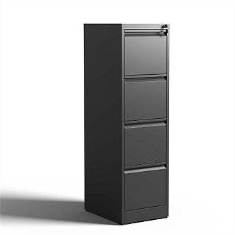 4 Drawer Metal Vertical File Cabinet with Lock - Office Home Steel Vertical File Cabinet for A4 Size