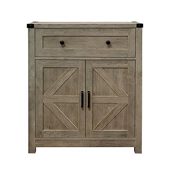Buffet Sideboard, Storage Cabinet Farmhouse Barn-Door - Wood-Grain Top, Drawer,Kitchen & Living Room