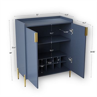 Kitchen Buffet Sideboard 2 Doors - Wine Bar Cabinet, Adjustable Storage Shelf, Soft-Closing Hinge