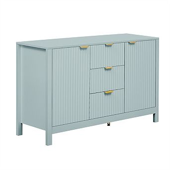 Sideboard with Wave Design - 3 Adjustable Shelves,3 Drawers & Soft-Close Doors,Storage Console Table