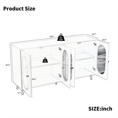 Buffet Sideboard with Storage - 60'' Storage Cabinet with 4 Acrylic Doors, Accent Cabinet , Hallway