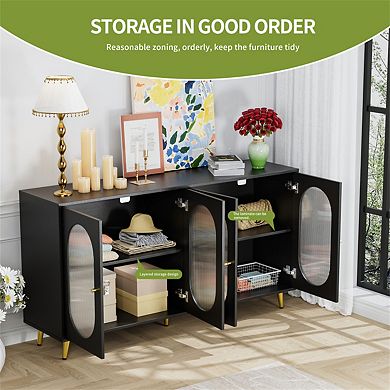 Buffet Sideboard with Storage - 60'' Storage Cabinet with 4 Acrylic Doors, Accent Cabinet , Hallway