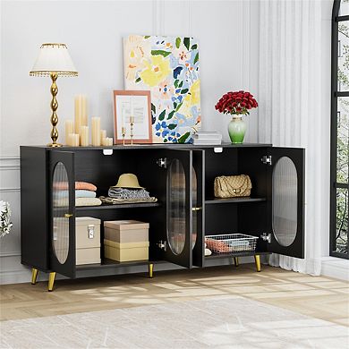 Buffet Sideboard with Storage - 60'' Storage Cabinet with 4 Acrylic Doors, Accent Cabinet , Hallway
