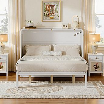 Twin Size Murphy Bed Cabinet With Usb Charging, Storage Drawers & Safety Lock, Space Saving Wall Bed