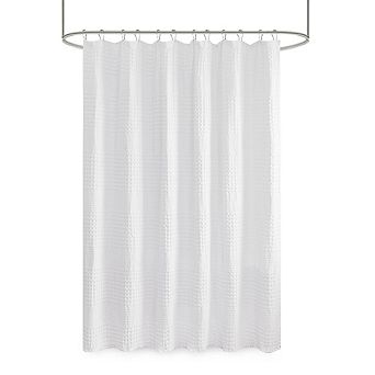 72x72"White Super Waffle Textured Solid Shower Curtain