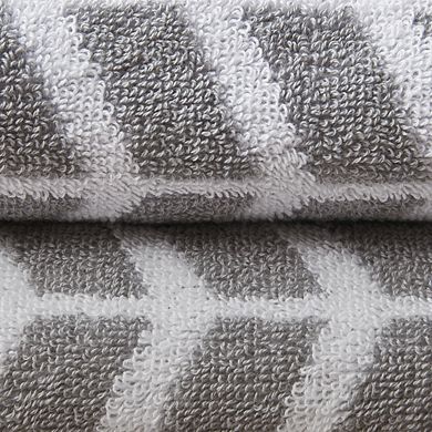6 Piece Grey Cotton Jacquard Bath Towel Set