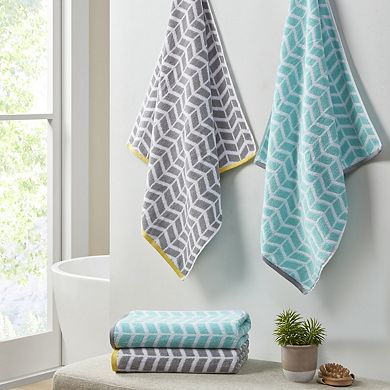 6 Piece Grey Cotton Jacquard Bath Towel Set