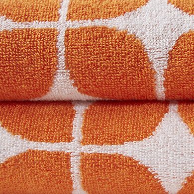 6 Piece ORANGE Cotton Jacquard Bath Towel Set