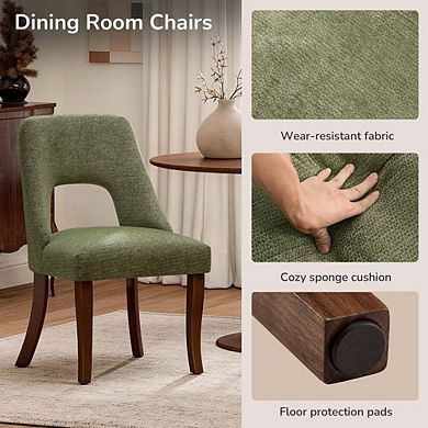 2-Piece Upholstered Chenille Fabric Dining Chair With Solid Wood Legs