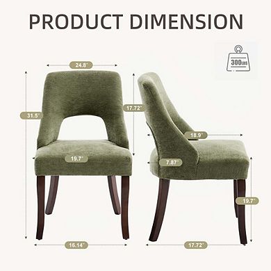 2-Piece Upholstered Chenille Fabric Dining Chair With Solid Wood Legs