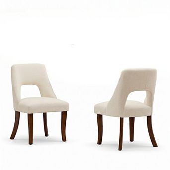 2 pc Upholstered Chenille Fabric Dining Chair With Solid Wood Legs