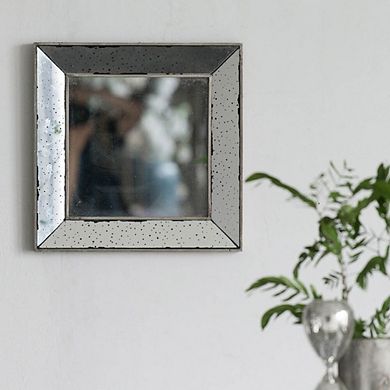 18" x 18" Distressed Silver Square Accent Mirror, Traditional Style Framed Wall Mirror